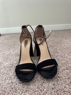 Steve Madden Black Ankle-Strap Block Heels